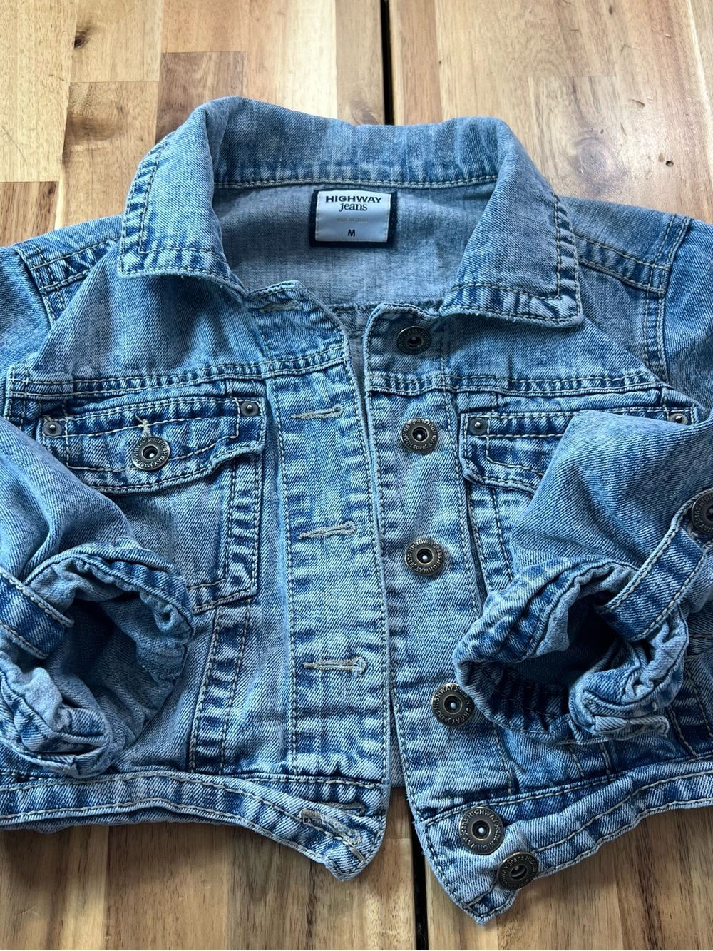 Highway Jeans Denim Jacket Women’s Medium Cropped Trucker Blue Button Front M